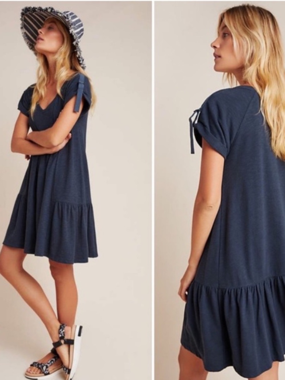 Anthropologie Dress Womens Medium Saturday Sunday Flowy Buckle Beachy Coastal